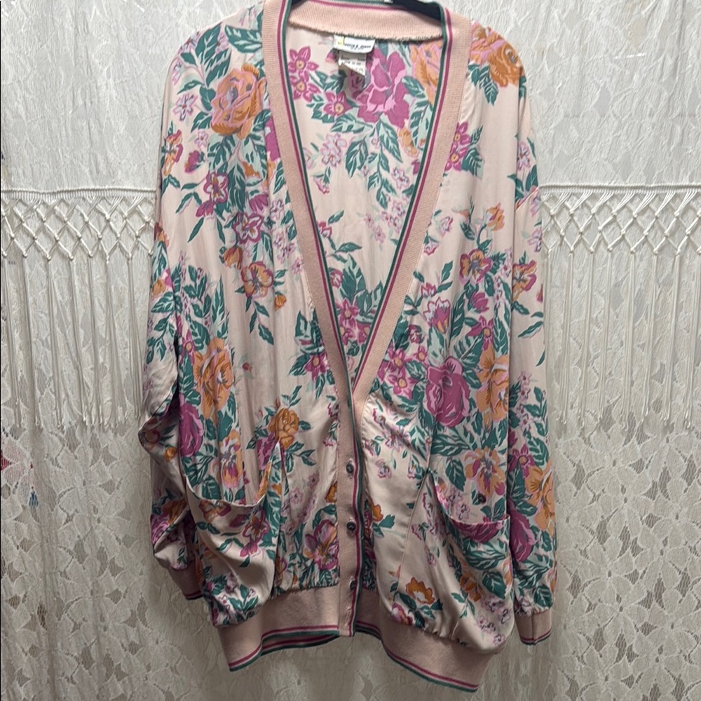 Vintage oversized floral Justin B Jones NY jacket L made in USA
